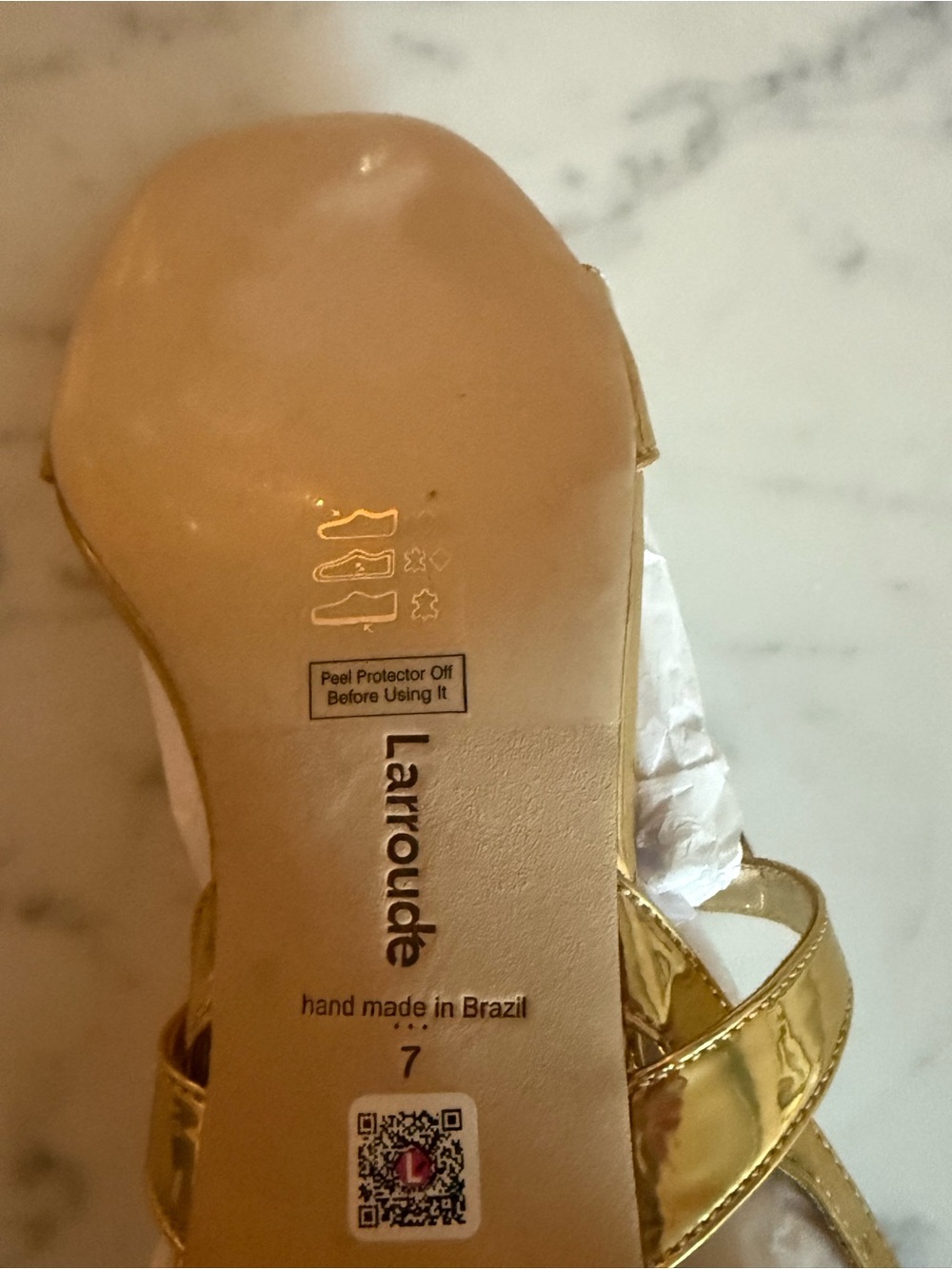 Larroudé Metallic Gold Strappy Sandals - Picture 3 of 3